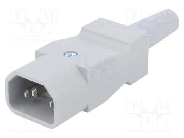 Connector: AC supply; plug; male; 10A; 250VAC; IEC 60320; C14 (E)