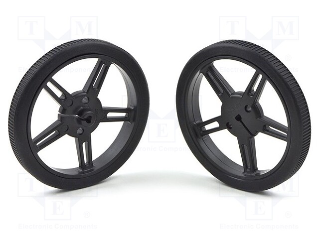 Wheel; black; Shaft: D spring; Pcs: 2; push-in; Ø: 60mm; W: 8mm