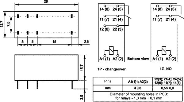 Relay: electromagnetic; SPST-NO; Ucoil: 110VDC; 16A/250VAC; 480mW