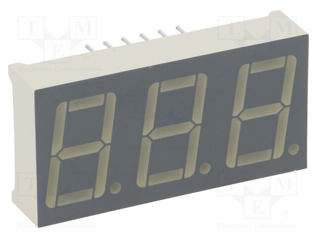 Display: LED; 7-segment; 14.2mm; 0.56"; No.char: 3; red; 8÷24mcd