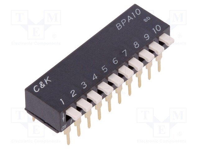 Switch: DIP-SWITCH; Poles number: 10; OFF-ON; 0.025A/24VDC; Pos: 2