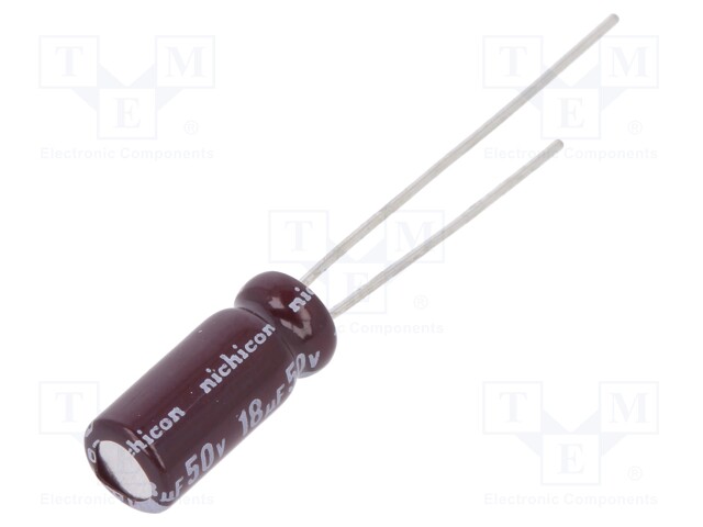 Capacitor: electrolytic; low impedance; THT; 18uF; 50VDC; Ø5x11mm