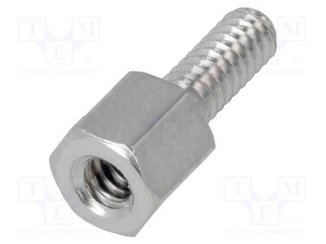 Screwed spacer sleeve; Int.thread: UNC4-40; 5mm; brass; nickel