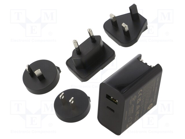 Power supply: switched-mode; plug; 4.5VDC,; 5A; 65W; 54x29x53mm