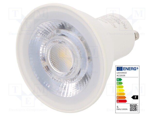 LED lamp; neutral white; GU10; 230VAC; 350lm; 5W; 36°; 4000K