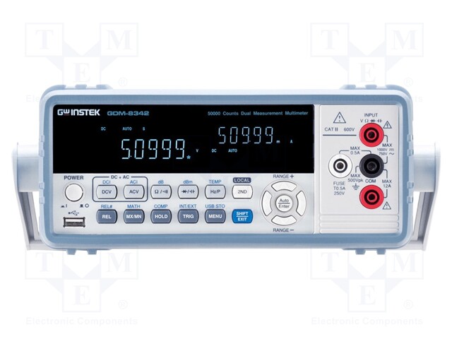 Benchtop multimeter; 2x VFD 5 digit (50000); True RMS; Plug: EU