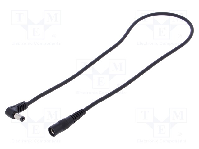 Cable; DC 5,5/2,1 socket,DC 5,5/2,5 plug; angled; 1mm2; black