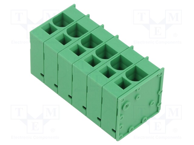 PCB terminal block; Contacts ph: 10mm; ways: 6; angled 90°; green