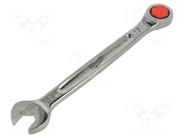 Wrench; combination spanner,with ratchet,with joint; 17mm