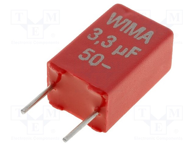 Capacitor: polyester; 3.3uF; 30VAC; 50VDC; Pitch: 5mm; ±10%