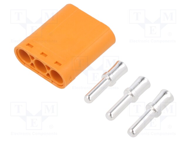 Plug; DC supply; LC; male; PIN: 3; for cable; soldering; orange; 30A