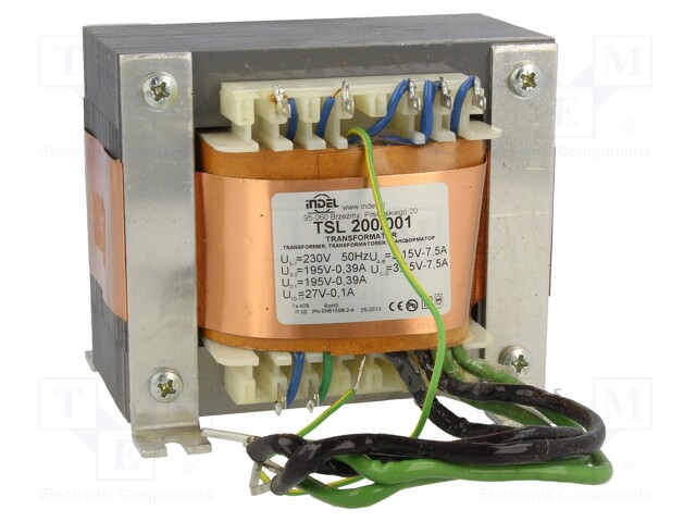 Transformer: mains; 230VAC; 195V; 195V; 27V; 3.15V; 3.15V; 0.39A