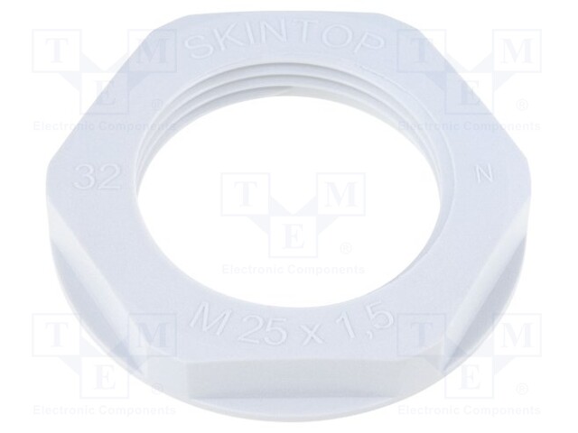 Nut; M25; halogen free; polyamide; UL94V-0; 34mm; grey; -20÷100°C