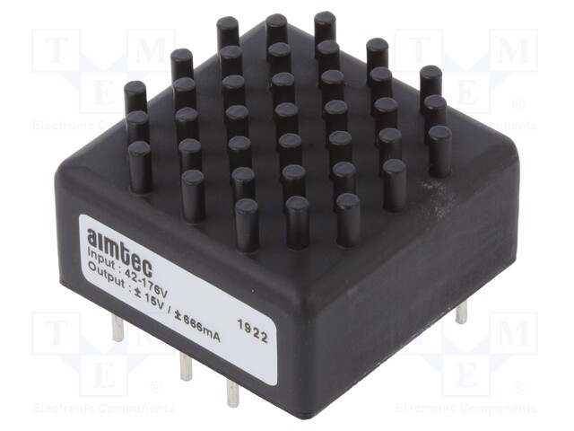 Converter: DC/DC; 20W; Uin: 42÷176V; Uout: 15VDC; Uout2: -15VDC; 23g