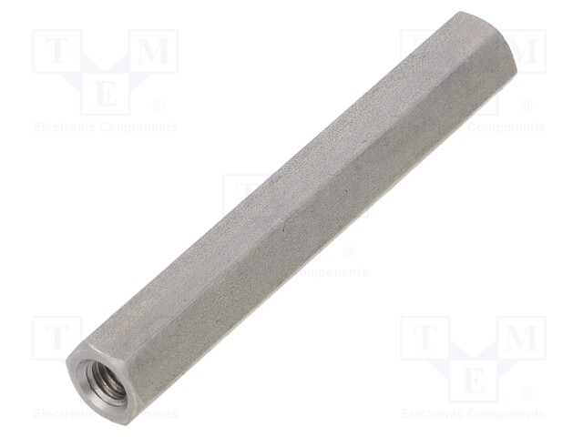 Screwed spacer sleeve; Int.thread: M6; 70mm; hexagonal