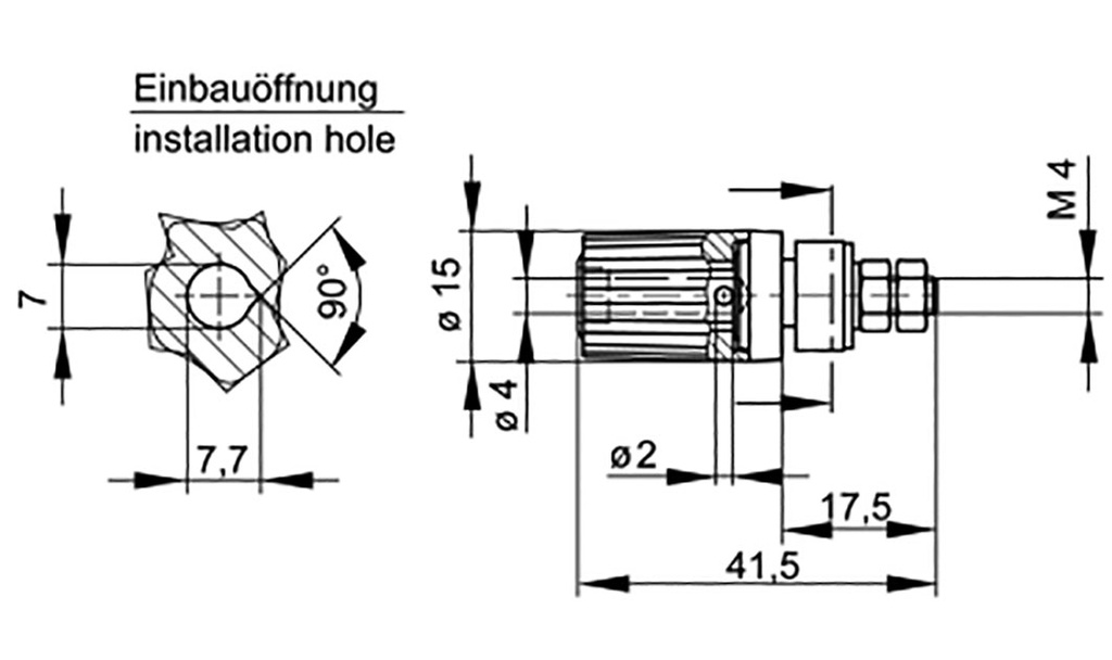 Connector: 4mm banana; socket; 25A; 30VAC; 60VDC; nickel plated; M4