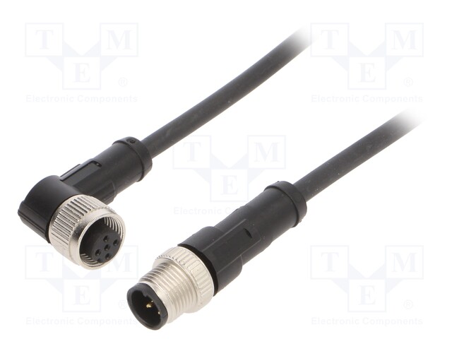 Connection lead; M12; PIN: 5; 1m; plug; 60VAC; 4A; -25÷80°C; 60VDC