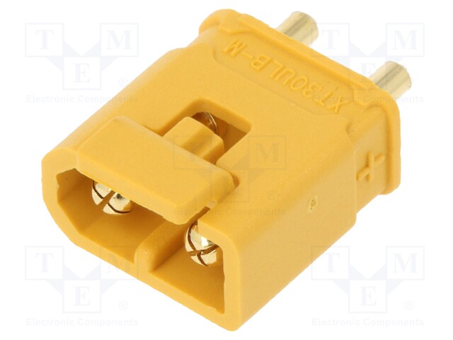 Socket; DC supply; XT30; male; PIN: 2; on PCBs; THT; Colour: yellow