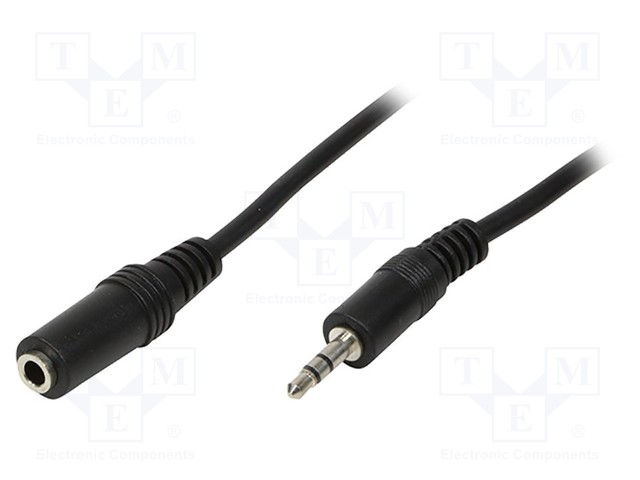 Cable; Jack 3.5mm socket,Jack 3.5mm plug; 10m; black