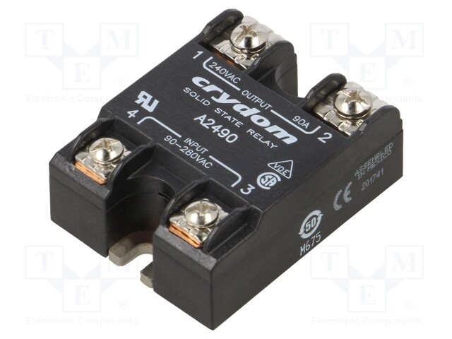 Relay: solid state; Ucntrl: 90÷280VAC; 90A; 24÷280VAC; -40÷80°C