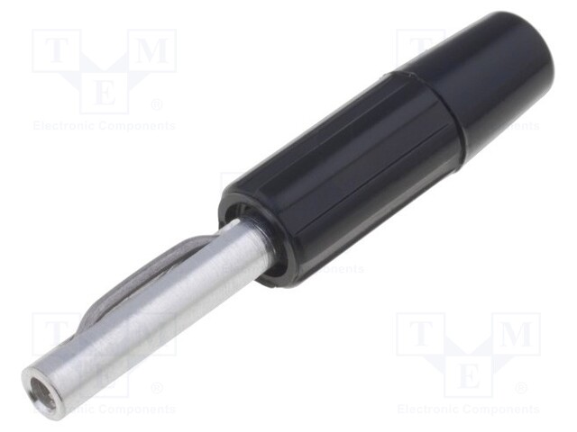 Plug; 4mm banana; 10A; 60VDC; black; 10mΩ; 1.5mm2; Contacts: brass