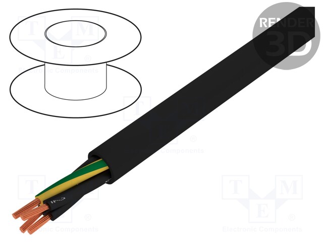 Wire; ÖPVC-JZ; 4G2,5mm2; unshielded; 600V,1kV; Cu; stranded; black