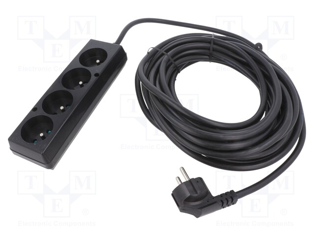 Extension lead; Sockets: 4; black; 3x1,5mm2; 10m; 16A