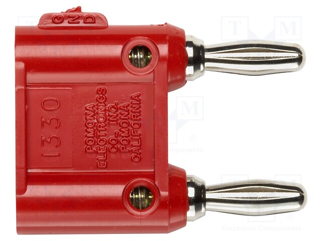 Stackable safety shunt; banana 4mm plug x2; 15A; 5kV; red