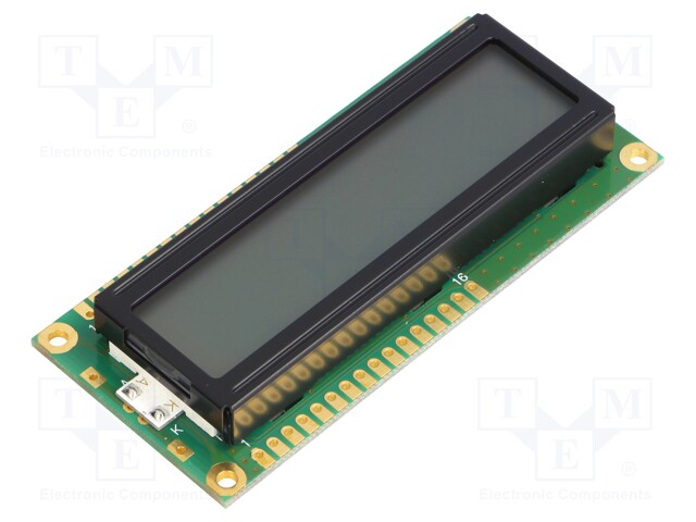 Display: LCD; alphanumeric; STN Positive; 16x2; 80x36x12.7mm; LED