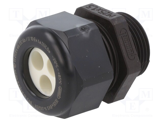 Cable gland; M25; IP68; Mat: polyamide; black; Holes no: 3; 7mm