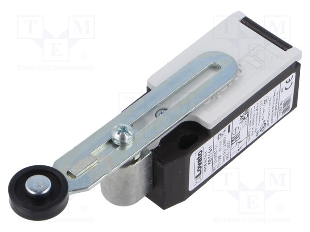 Limit switch; adjustable lever, roller; NO + NC; 10A; M20; IP65