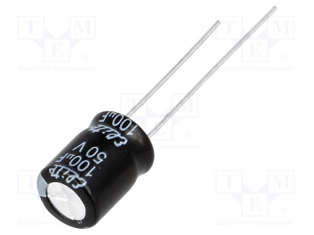 Capacitor: electrolytic; THT; 100uF; 50VDC; Ø8x11.5mm; Pitch: 3.5mm