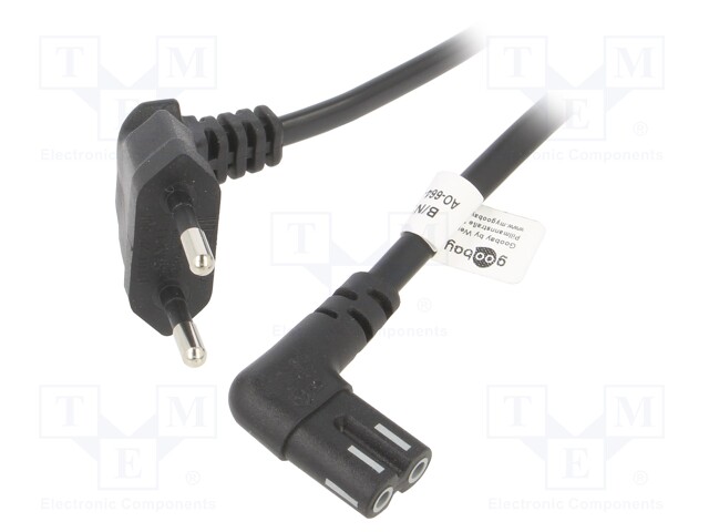 Cable; CEE 7/16 (C) plug angled,IEC C7 female angled; PVC; 5m