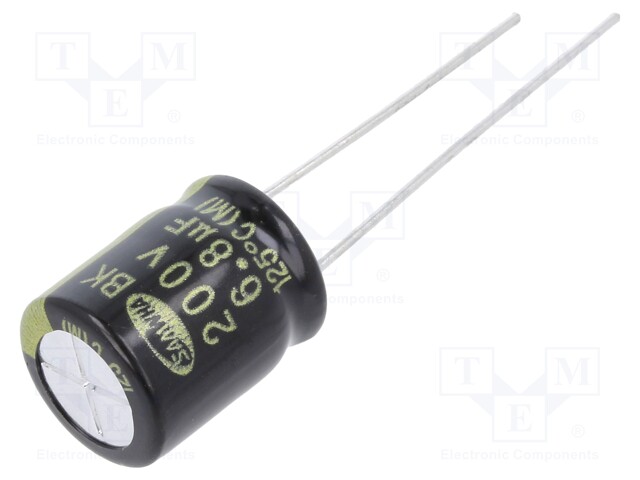 Capacitor: electrolytic; THT; 6.8uF; 200VDC; Ø10x12.5mm; ±20%