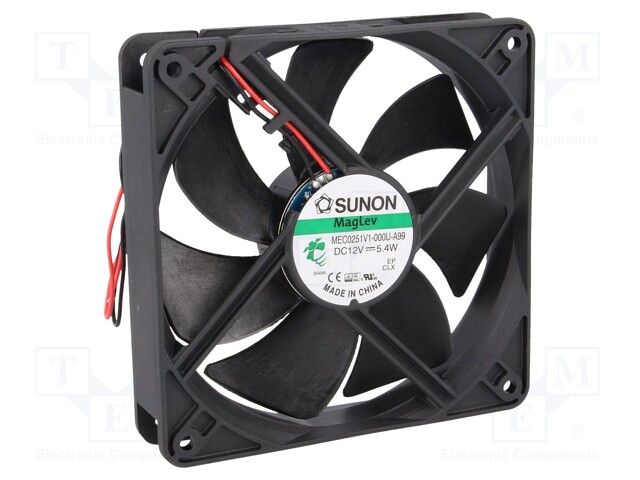 Fan: DC; axial; 12VDC; 120x120x25mm; 183.8m3/h; 44.5dBA; Vapo; 24AWG