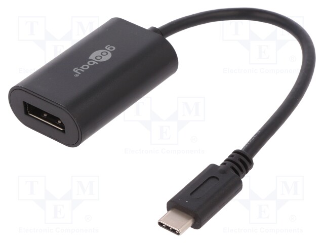 Adapter MHL; USB 3.0; DisplayPort socket,USB C plug; 0.2m; black