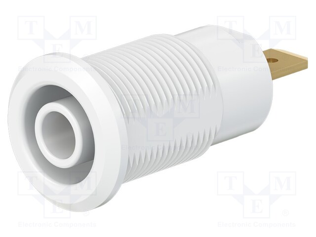 Socket; 4mm banana; 24A; 1kV; Cutout: Ø12.2mm; white; gold-plated