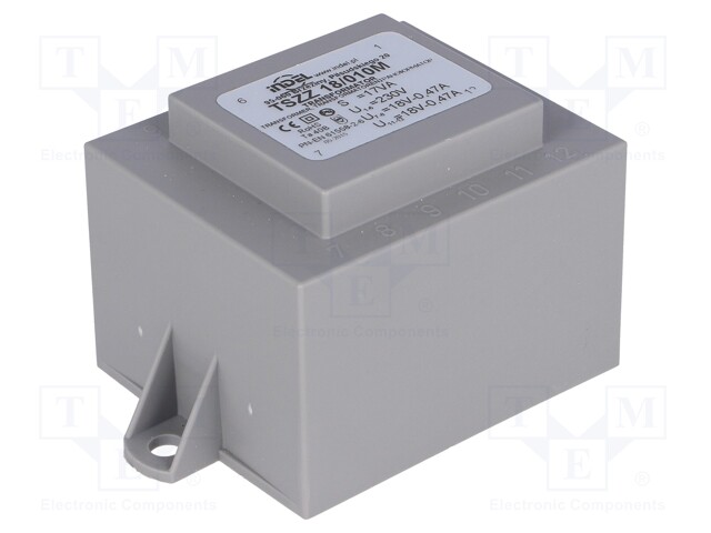 Transformer: encapsulated; 18VA; 230VAC; 18V; 18V; 0.5A; 0.5A; IP00