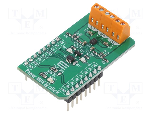 Click board; analog multiplexer; SPI; TPL0501,TPS2121; 3.3/5VDC