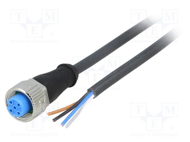 Connection lead; M12; PIN: 4; straight; 5m; plug; 250VAC; 4A; IP67