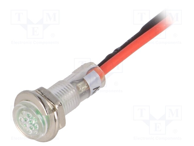 Indicator: LED; flat; 12VDC; Cutout: Ø5.2mm; IP40; polycarbonate