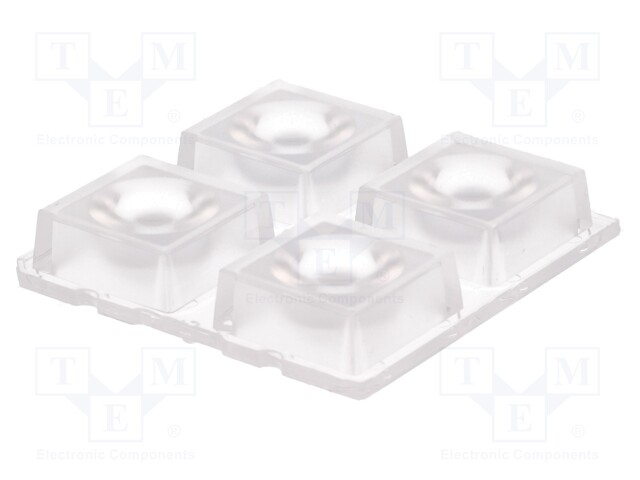 LED lens; square; transparent; 44÷69°; H: 8.5mm; Ømount.hole: 3.4mm