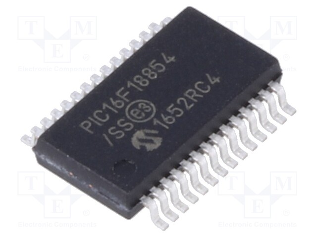 PIC microcontroller; Memory: 7kB; SRAM: 512B; EEPROM: 256B; SMD