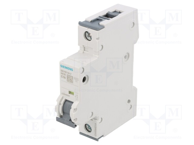 Circuit Breaker, MCB, 5SY6, 1P, 6 kA, 400 V, 16 A