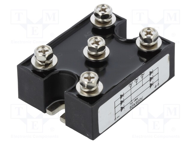 Three-phase bridge rectifier; Urmax: 600V; If: 60A; Ifsm: 800A