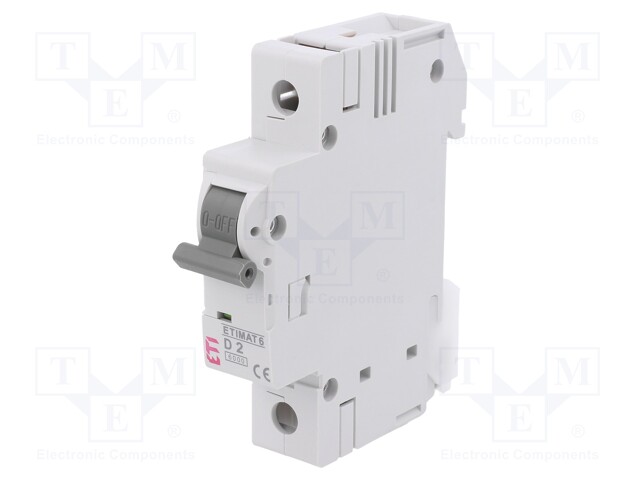 Circuit breaker; 230/400VAC; Inom: 2A; Poles: 1; DIN; Charact: D; 6kA