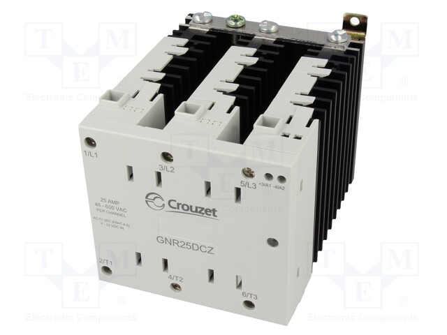 Relay: solid state; Ucntrl: 4÷32VDC; 25A; 48÷600VAC; 3-phase