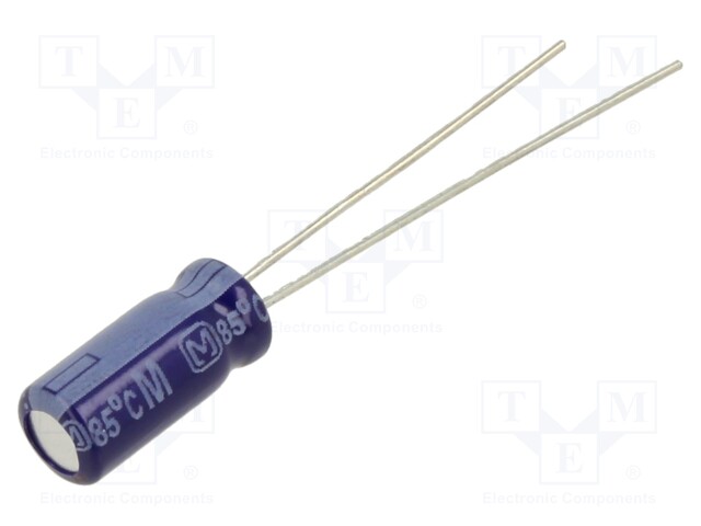 Electrolytic Capacitor, 4.7 µF, 50 V, M Series, ± 20%, Radial Leaded, 2000 hours @ 85°C