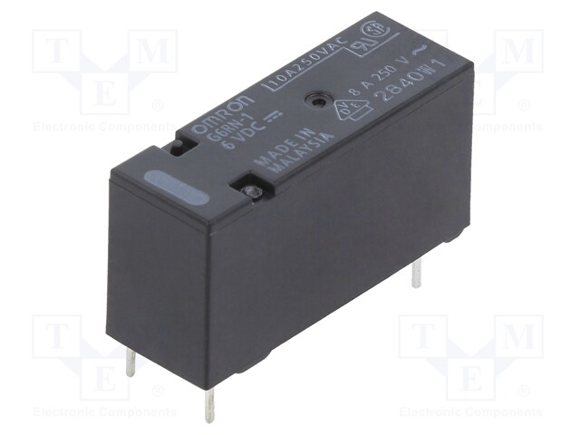 Relay: electromagnetic; SPDT; Ucoil: 6VDC; 8A/250VAC; 5A/30VDC