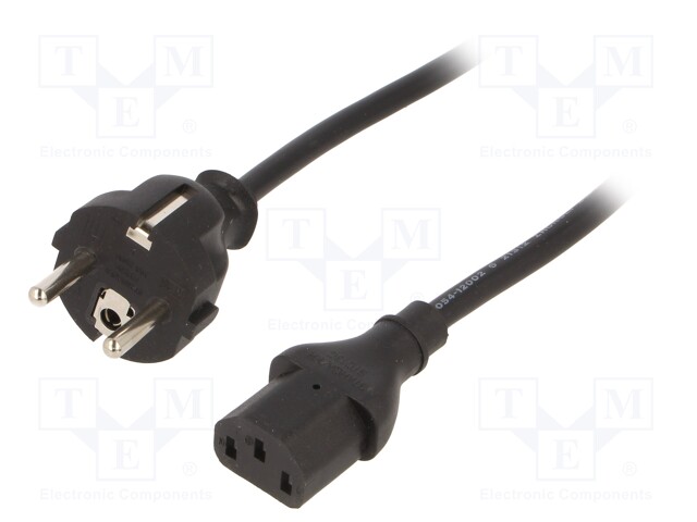 Cable; CEE 7/7 (E/F) plug,IEC C13 female; 1.8m; black; 16A; 250V